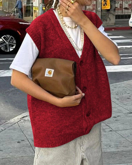 Button - Front Sweater Vest - Trendsi
