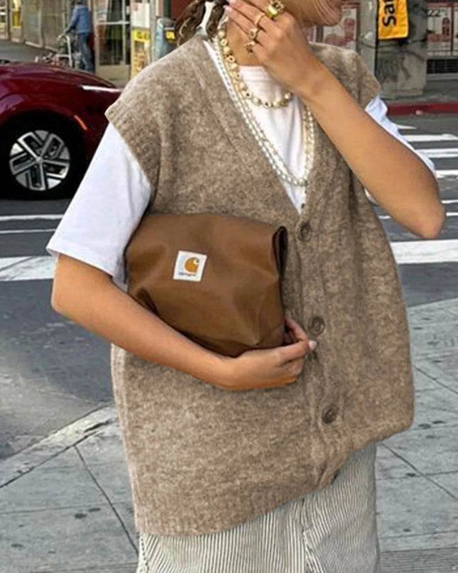 Button - Front Sweater Vest - Trendsi