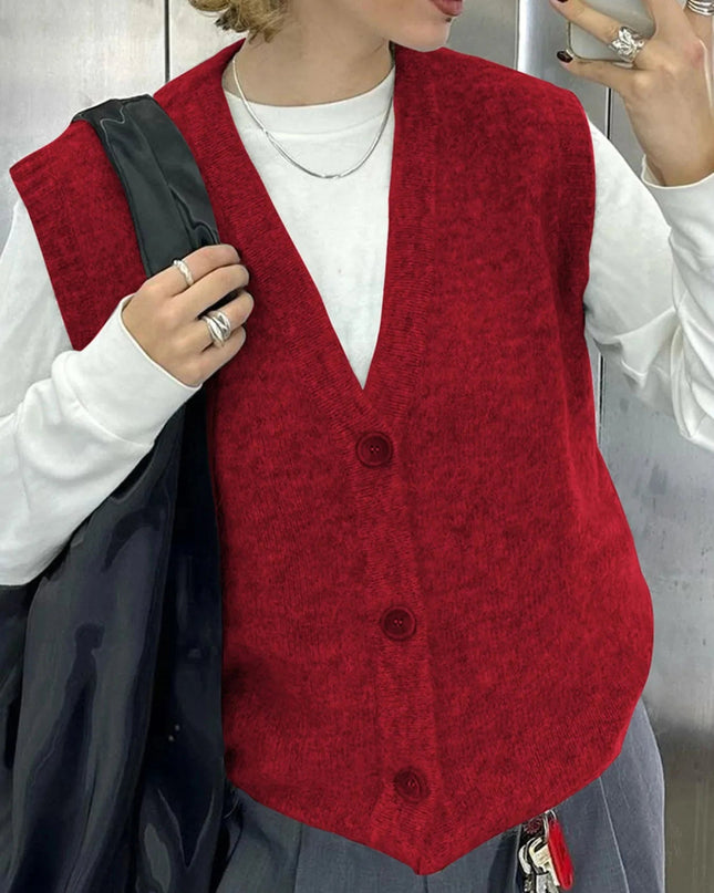 Button - Front Sweater Vest - Trendsi