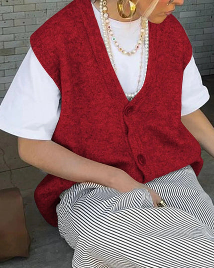 Button - Front Sweater Vest - Trendsi