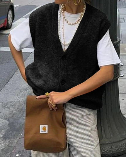 Button - Front Sweater Vest - Trendsi