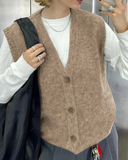 Button - Front Sweater Vest - Trendsi