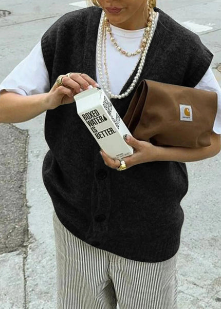 Button - Front Sweater Vest - Trendsi