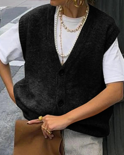 Button - Front Sweater Vest - Trendsi