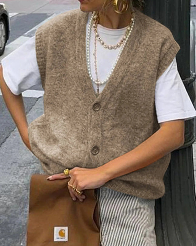 Button - Front Sweater Vest - Trendsi