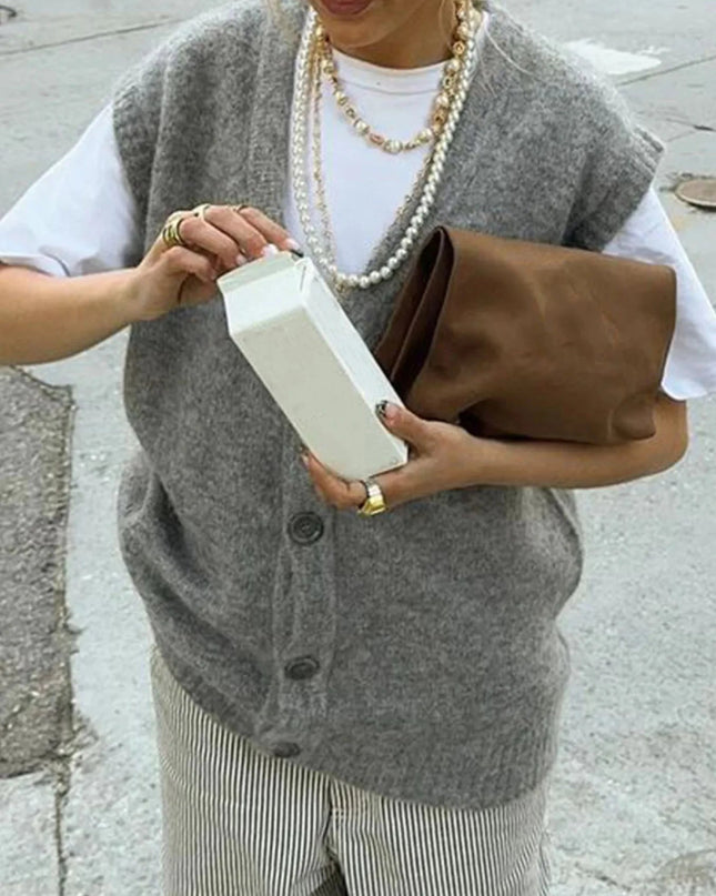 Button - Front Sweater Vest - Trendsi