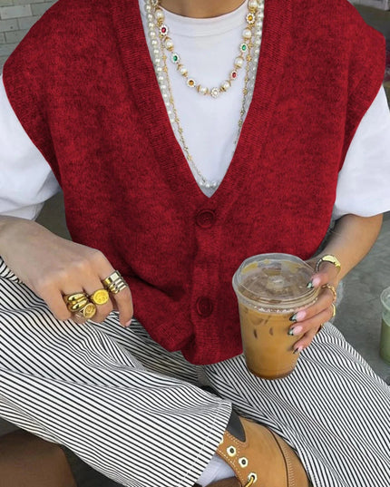 Button - Front Sweater Vest - Trendsi
