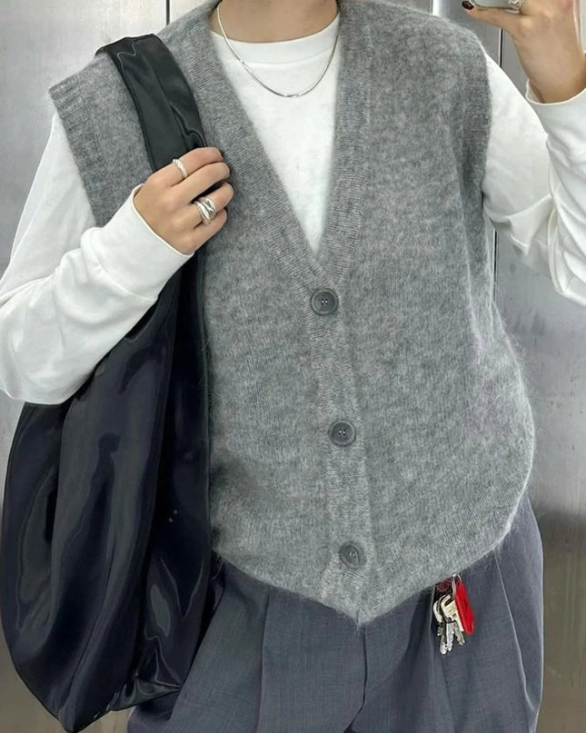 Button - Front Sweater Vest - Trendsi