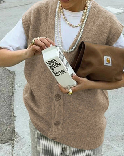 Button - Front Sweater Vest - Trendsi