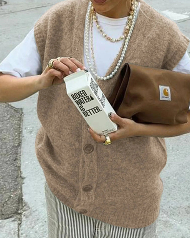 Button - Front Sweater Vest - Trendsi