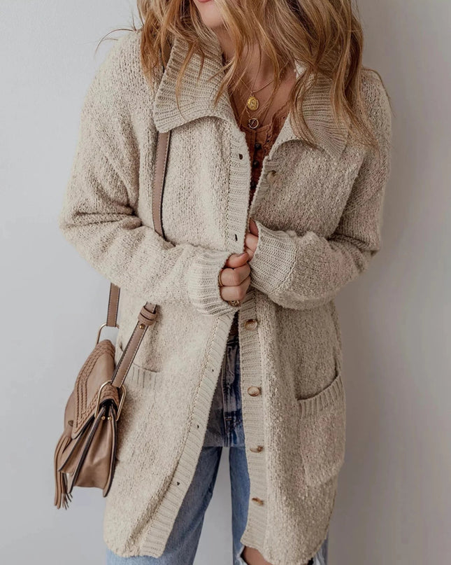 Button - Up Cardigan with Pockets - Trendsi