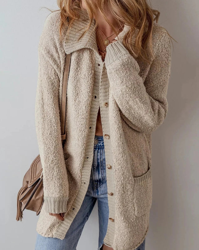 Button - Up Cardigan with Pockets - Trendsi