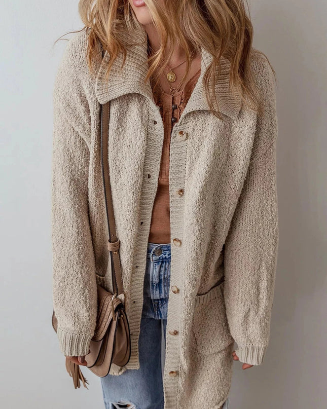 Button - Up Cardigan with Pockets - Trendsi