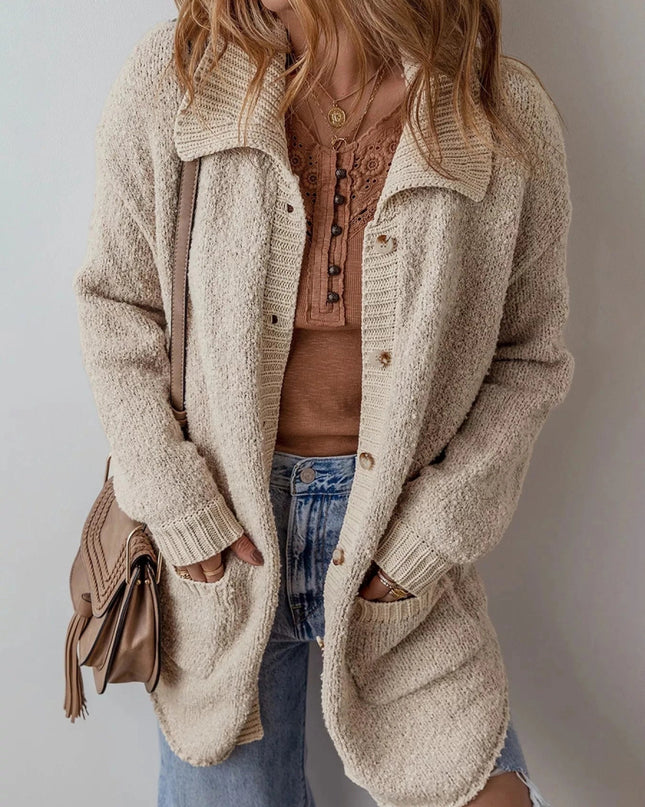Button - Up Cardigan with Pockets - Trendsi