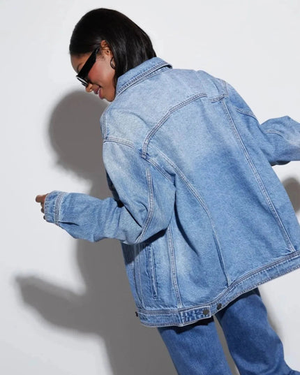Button Up Collared Neck Denim Jacket - Trendsi