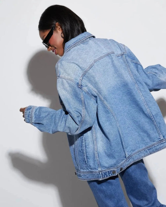 Button Up Collared Neck Denim Jacket - Trendsi
