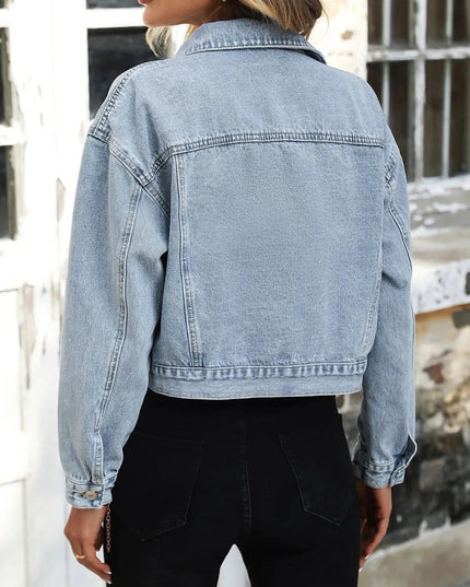 Button Up Denim Jacket with Chest Pockets - Trendsi