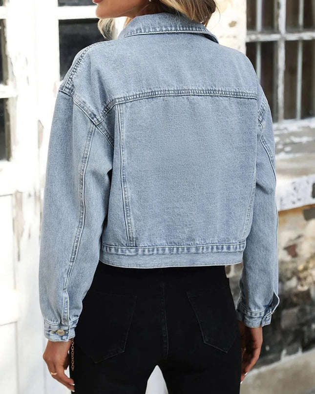 Button Up Denim Jacket with Chest Pockets - Trendsi