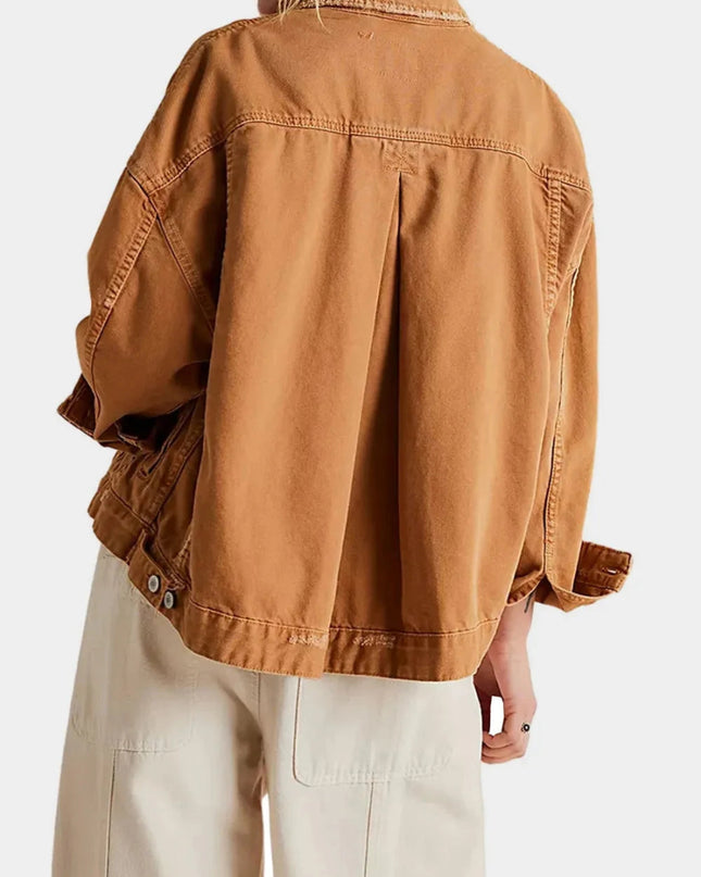 Button Up Drop Shoulder Denim Jacket - Trendsi