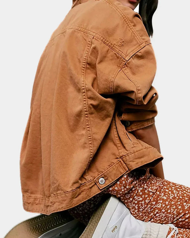 Button Up Drop Shoulder Denim Jacket - Trendsi