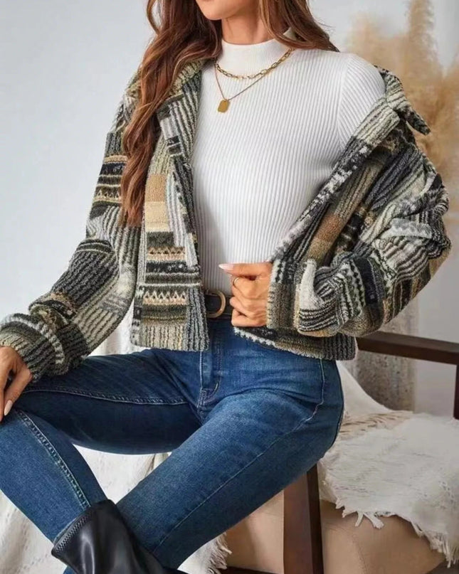 Button - Up Dropped Shoulder Jacket - Trendsi