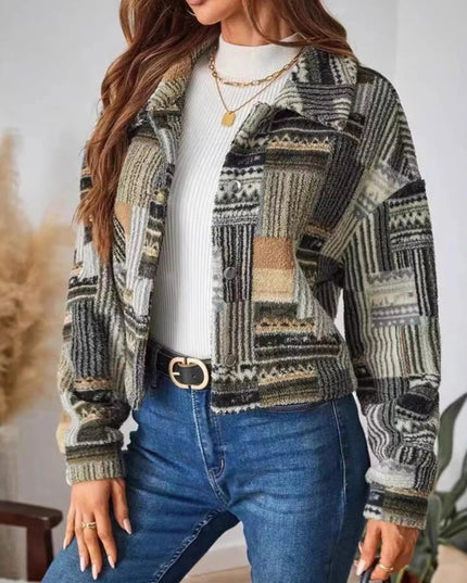 Button - Up Dropped Shoulder Jacket - Trendsi