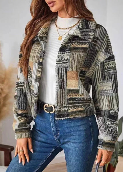 Button - Up Dropped Shoulder Jacket - Trendsi