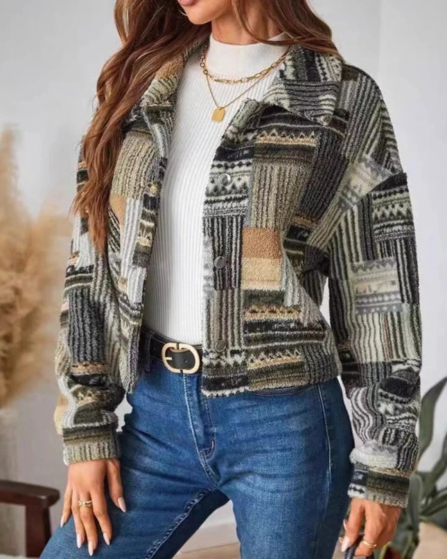 Button - Up Dropped Shoulder Jacket - Trendsi