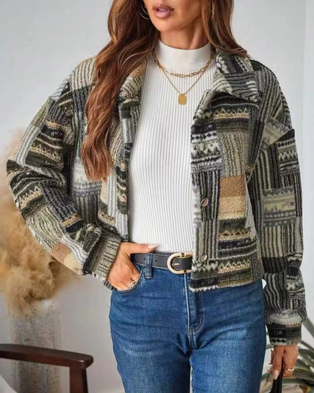 Button - Up Dropped Shoulder Jacket - Trendsi