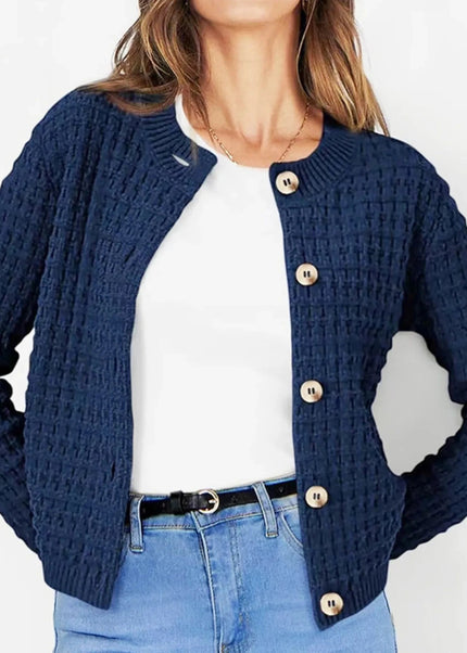 Button - Up Long Sleeve Cardigan - Trendsi