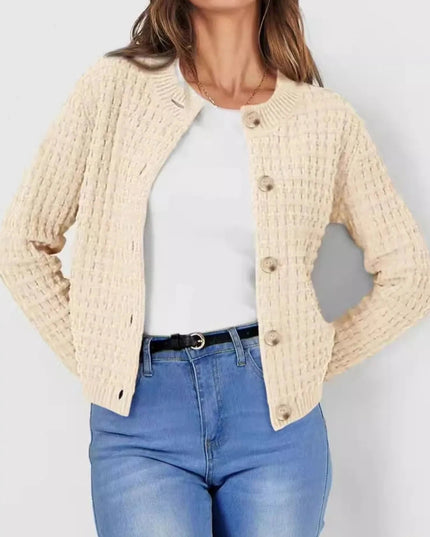 Button - Up Long Sleeve Cardigan - Trendsi