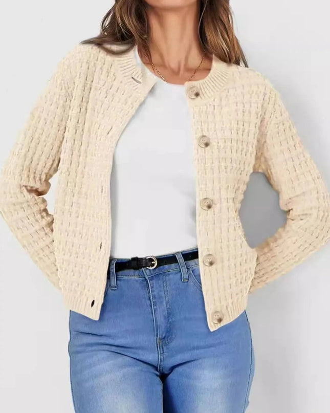 Button - Up Long Sleeve Cardigan - Trendsi