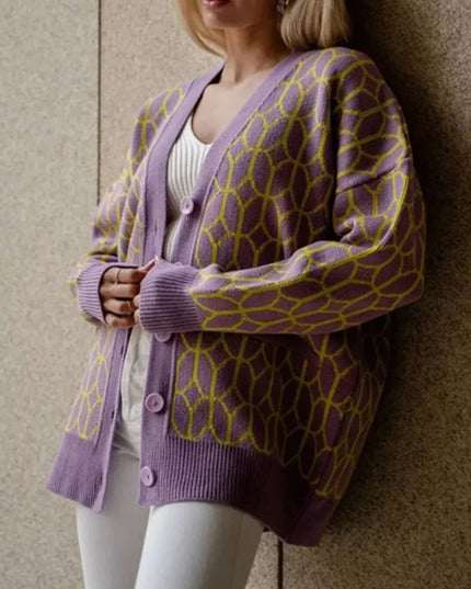 Button Up Long Sleeve Cardigan - Trendsi