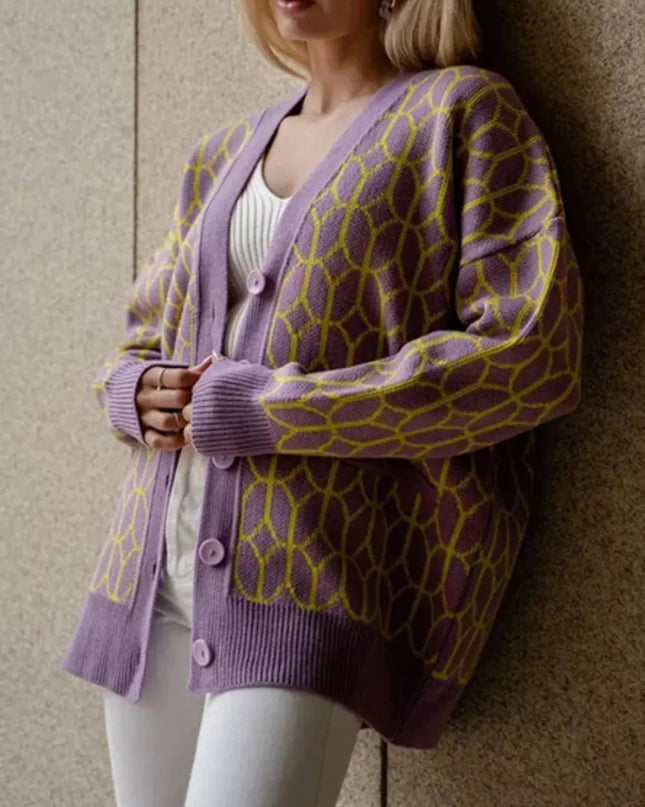 Button Up Long Sleeve Cardigan - Trendsi