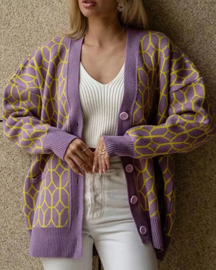 Button Up Long Sleeve Cardigan - Trendsi