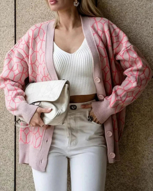Button Up Long Sleeve Cardigan - Trendsi