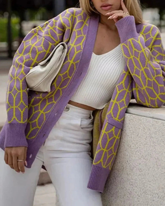 Button Up Long Sleeve Cardigan - Trendsi