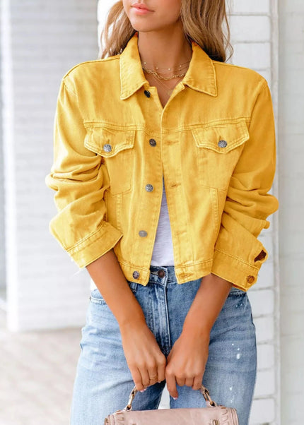 Button Up Long Sleeve Denim Jacket - Trendsi
