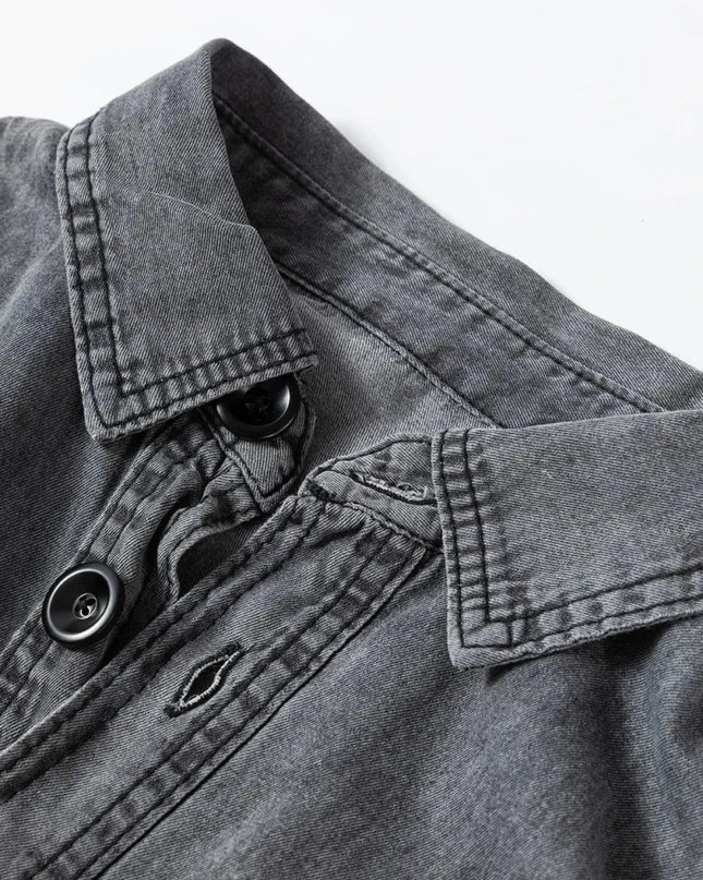 Button Up Long Sleeve Denim Jacket - Trendsi