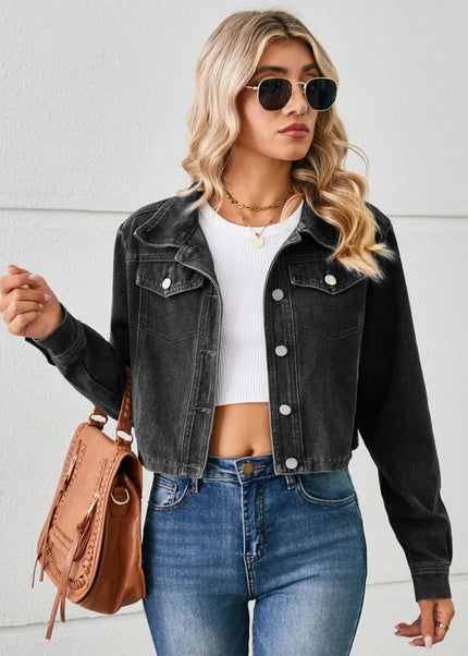 Button Up Long Sleeve Denim Jacket - Trendsi