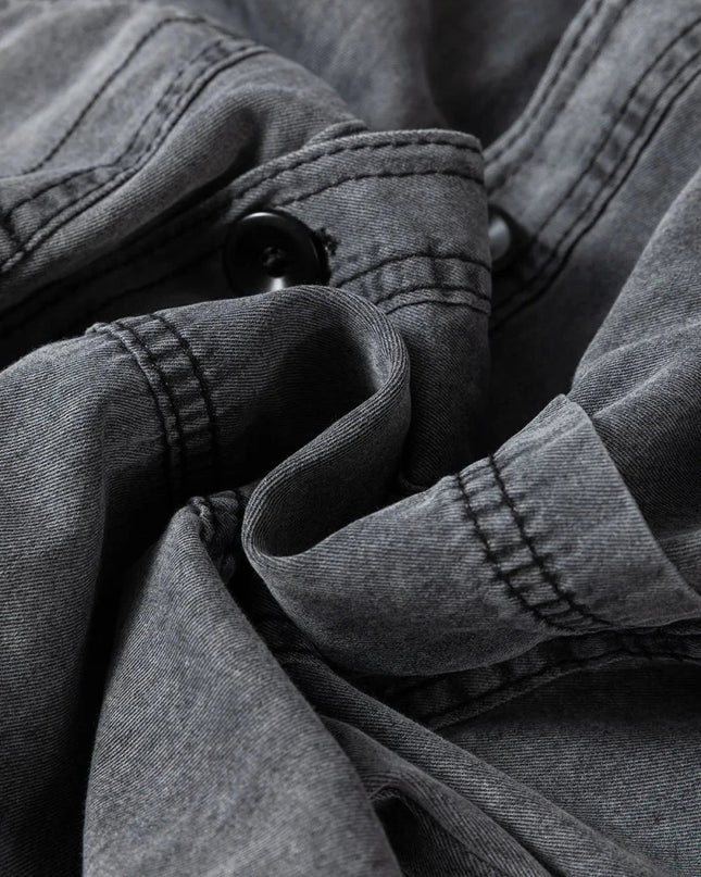 Button Up Long Sleeve Denim Jacket - Trendsi