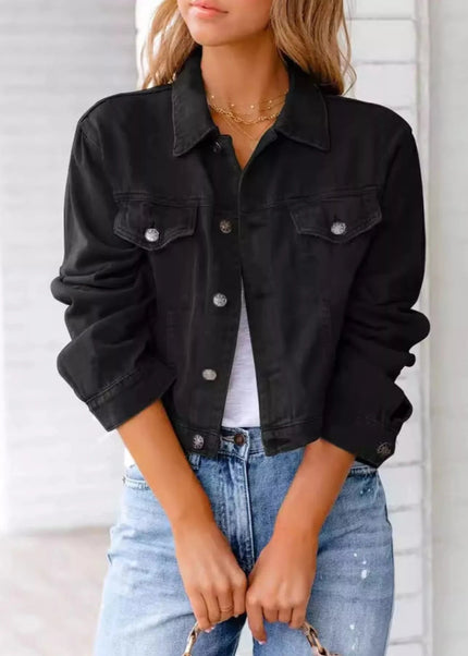 Button Up Long Sleeve Denim Jacket - Trendsi