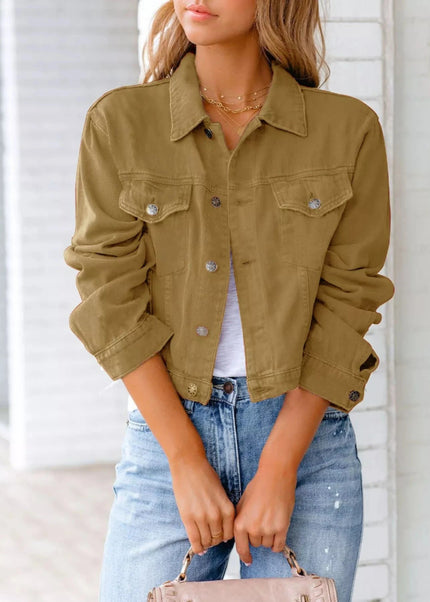 Button Up Long Sleeve Denim Jacket - Trendsi