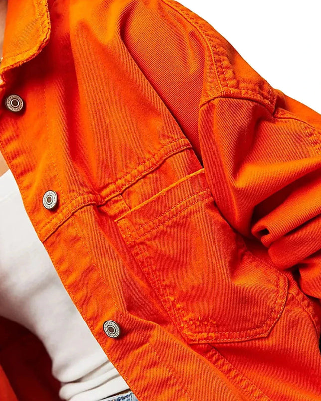 Button Up Long Sleeve Denim Jacket - Trendsi