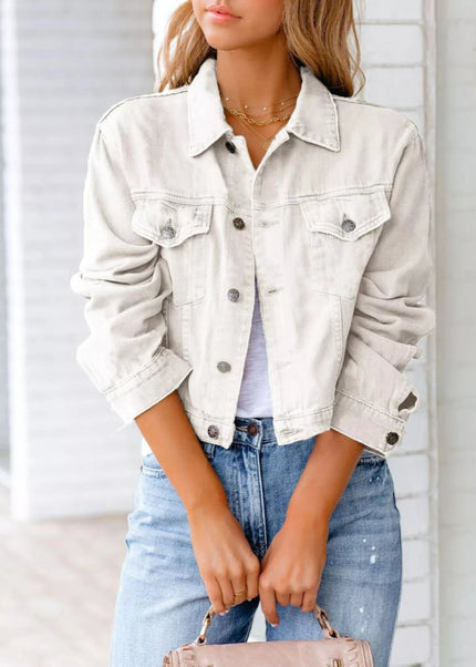 Button Up Long Sleeve Denim Jacket - Trendsi