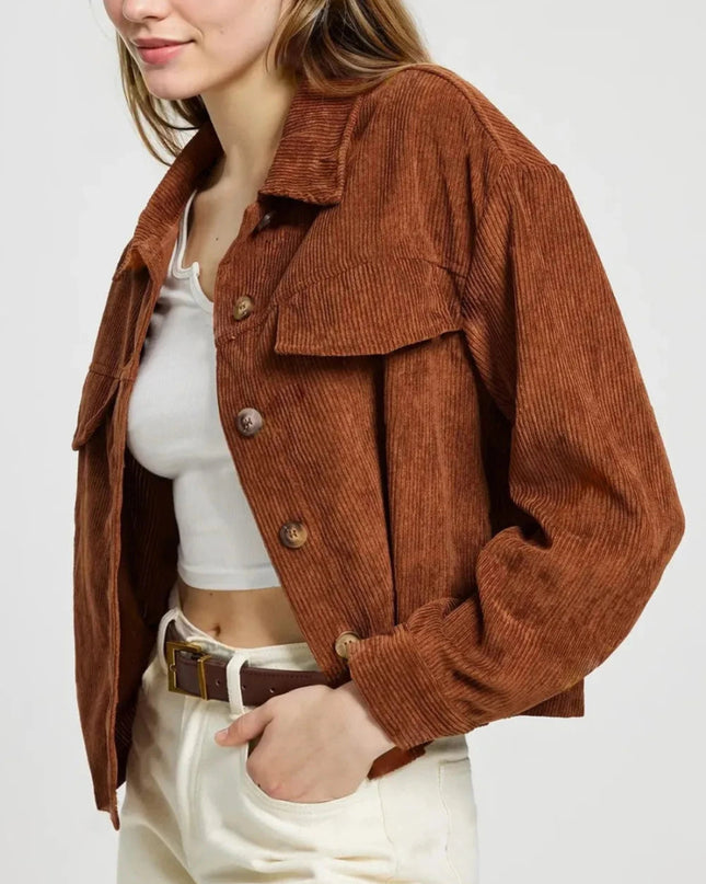 Button Up Long Sleeve Jacket - Trendsi