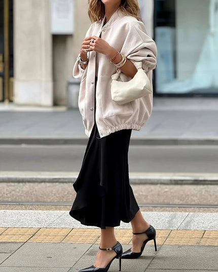 Button Up Long Sleeve Jacket - Trendsi