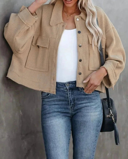 Button Up Long Sleeve Jacket - Trendsi