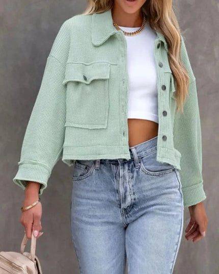 Button Up Long Sleeve Jacket - Trendsi