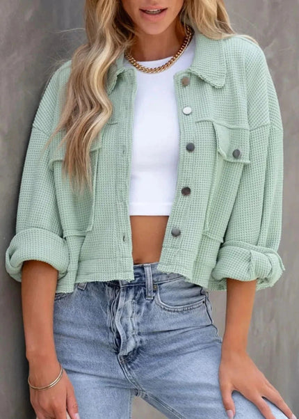 Button Up Long Sleeve Jacket - Trendsi